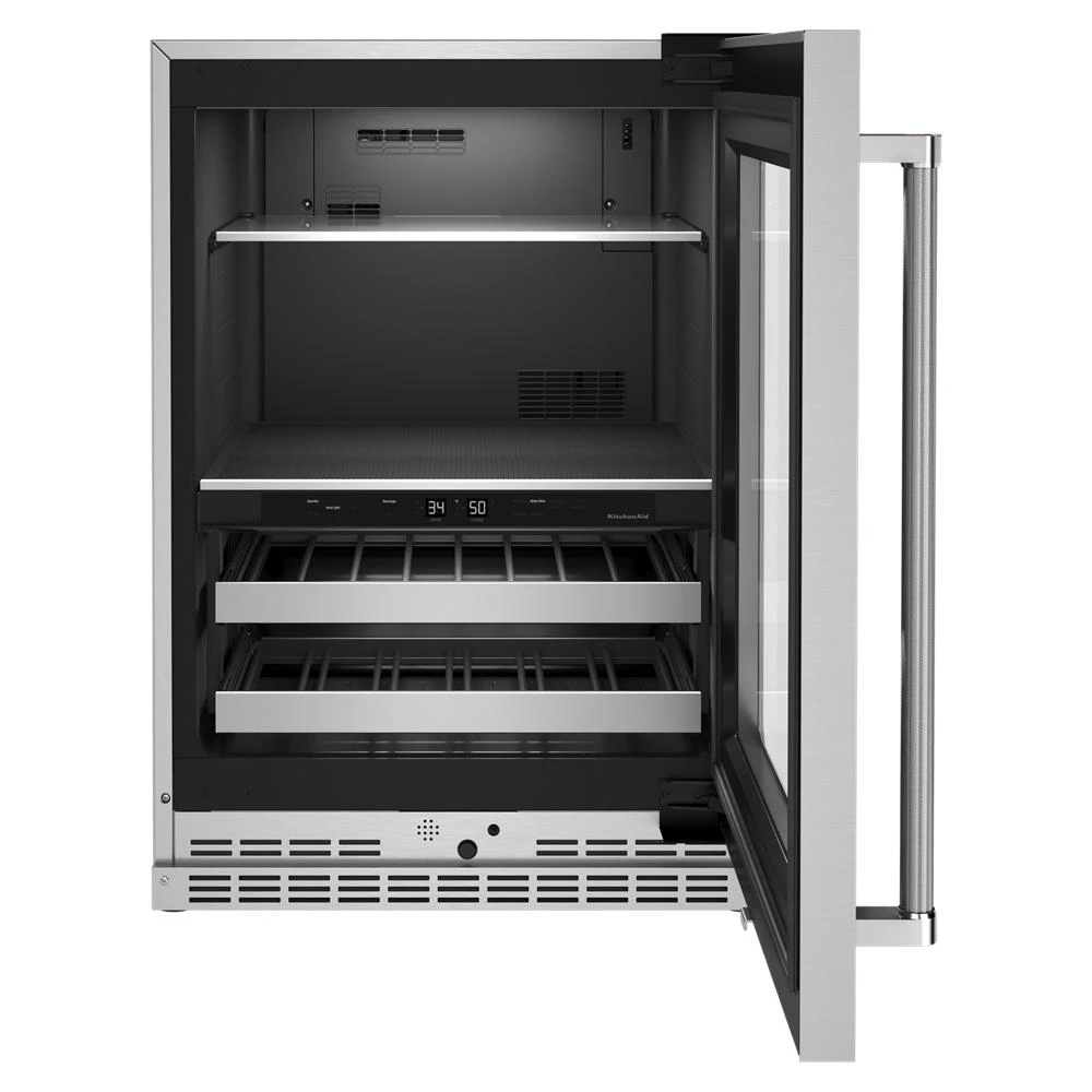 24" Beverage Center with Glass Door and Metal-Front Racks KUBR314KSS