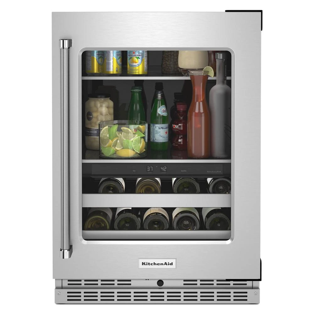24" Beverage Center with Glass Door and Metal-Front Racks KUBR314KSS
