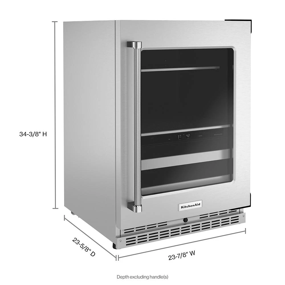 24" Beverage Center with Glass Door and Metal-Front Racks KUBR314KSS