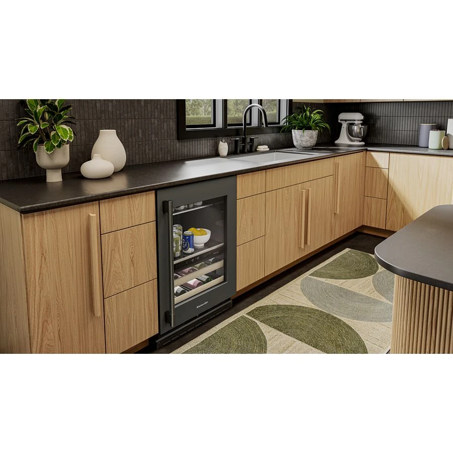 24" Beverage Center With Glass Door And Wood-front Racks KUBR524SBE