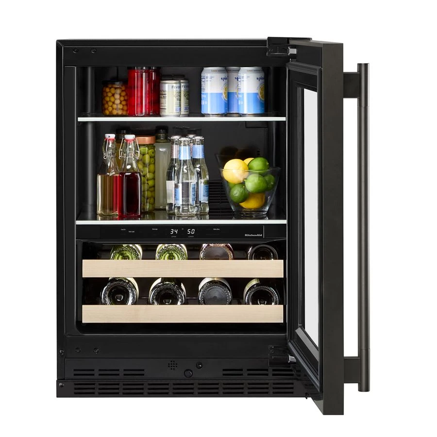 24" Beverage Center With Glass Door And Wood-front Racks KUBR524SBE