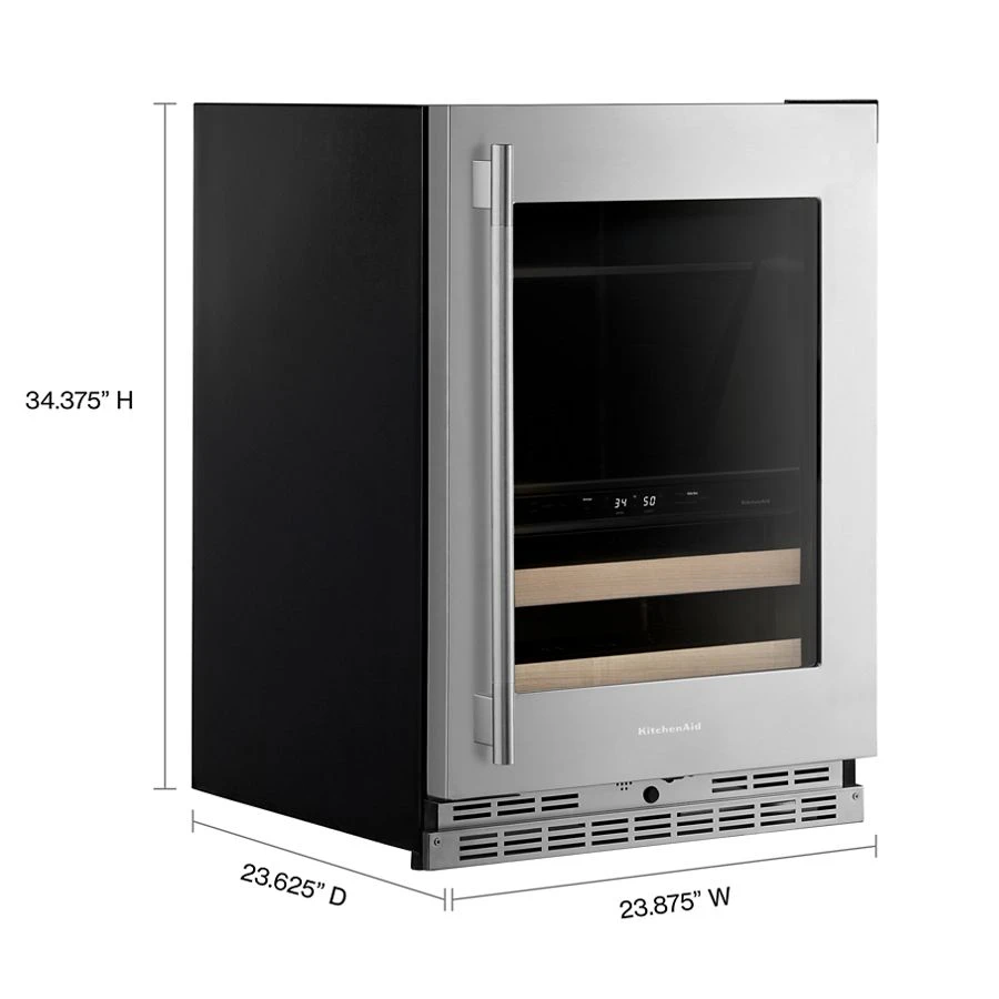 24" Beverage Center with Glass Door and Wood-Front Racks KUBR524SPS