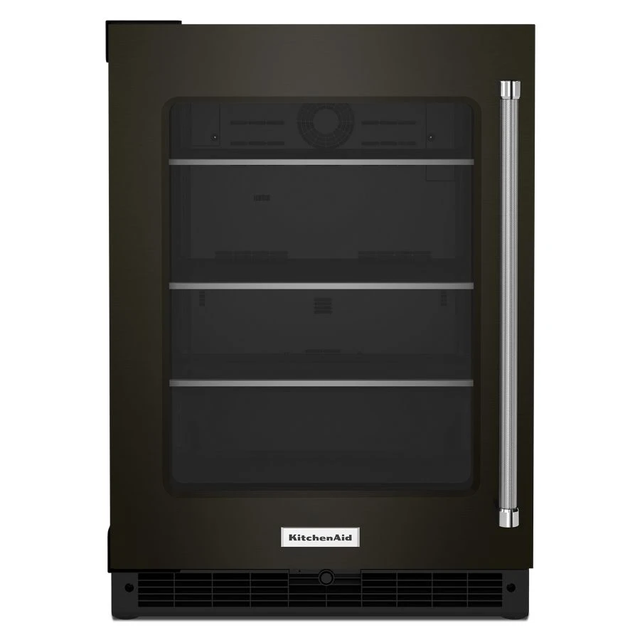 24" Undercounter Refrigerator with Glass Door and Shelves with Metallic Accentsand with PrintShield Finish KURL314KBS