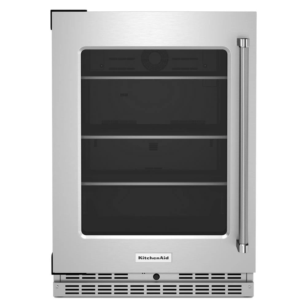 24" Undercounter Refrigerator with Glass Door and Shelves with Metallic Accents KURL314KSS