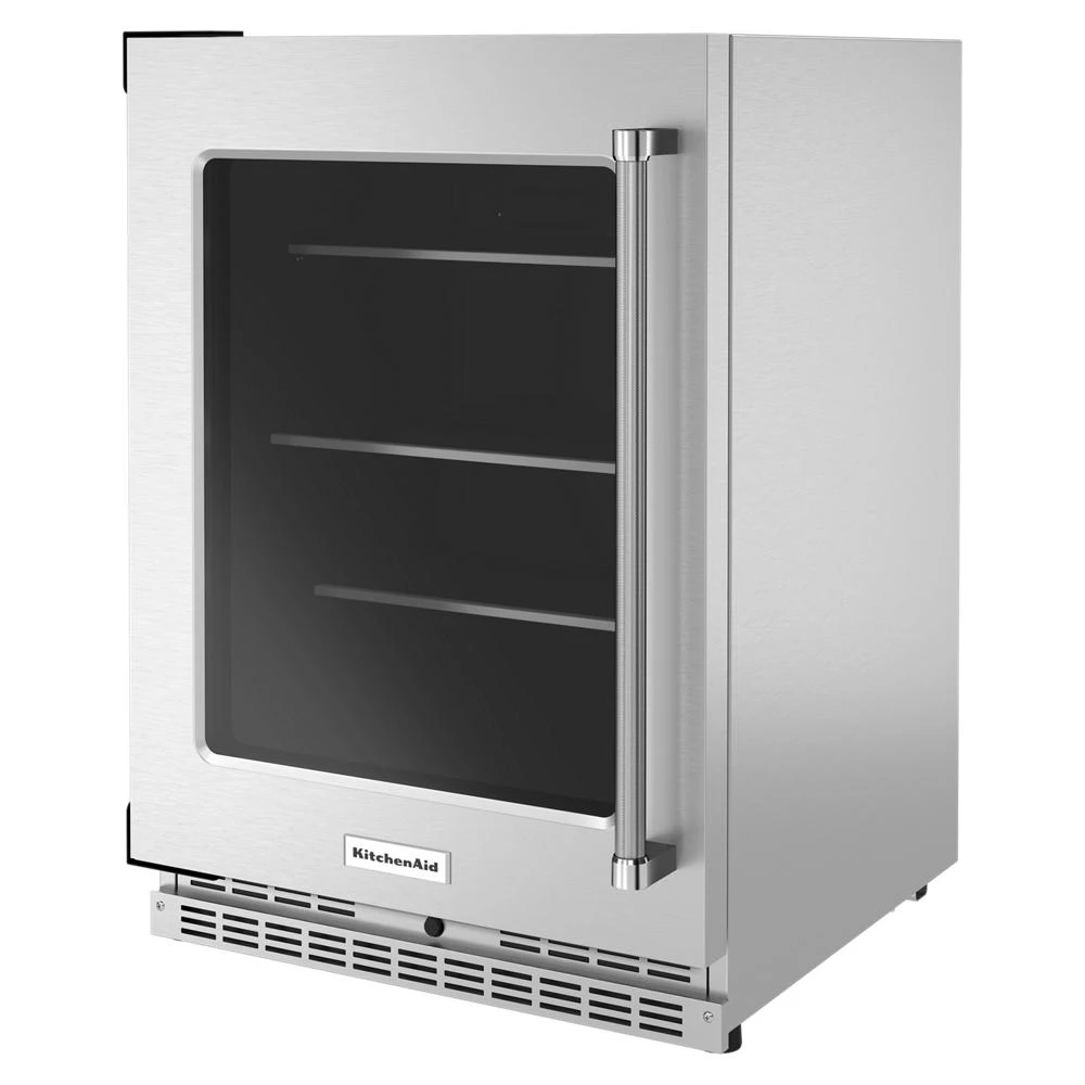 24" Undercounter Refrigerator with Glass Door and Shelves with Metallic Accents KURL314KSS