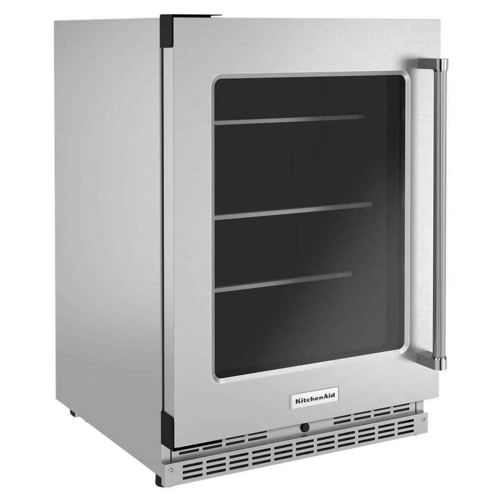 24" Undercounter Refrigerator with Glass Door and Shelves with Metallic Accents KURL314KSS