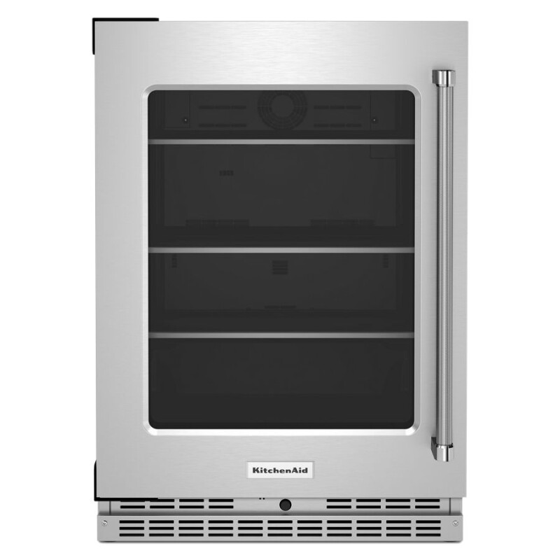 KitchenAid 24" Undercounter Refrigerator with Glass Door and Shelves with Metallic Accents Stainless Steel KURL314KSS Picture 1