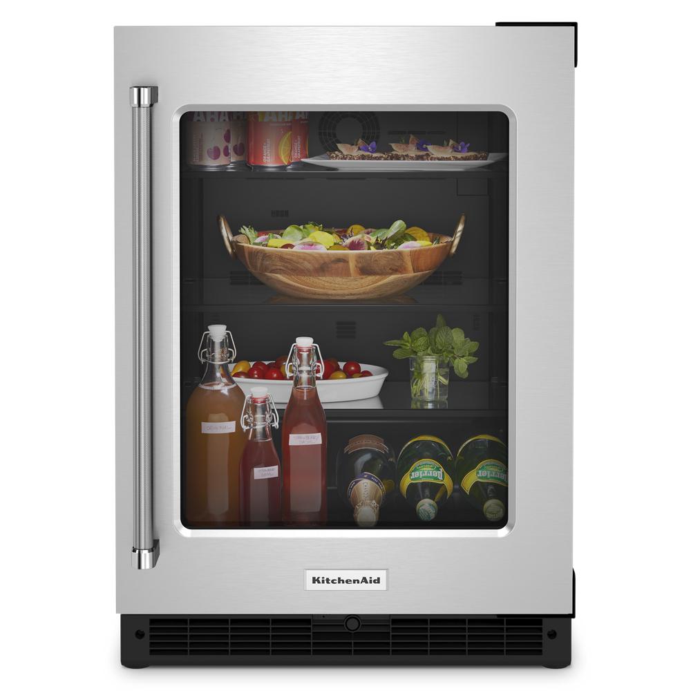 KitchenAid 24" Undercounter Refrigerator with Glass Door Stainless Steel KURR214KSB Picture 1