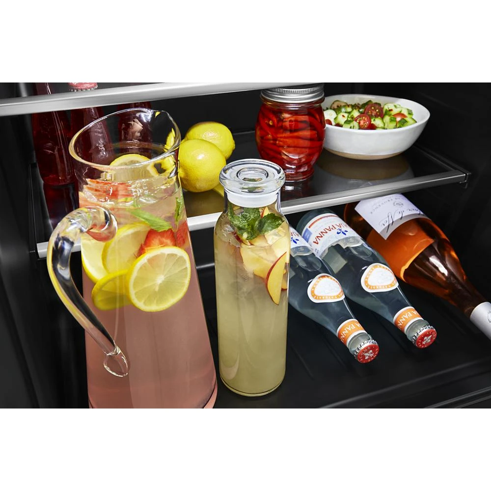 24" Undercounter Refrigerator with Glass Door and Shelves with Metallic Accents and PrintShield™ Finish KURR314KBS