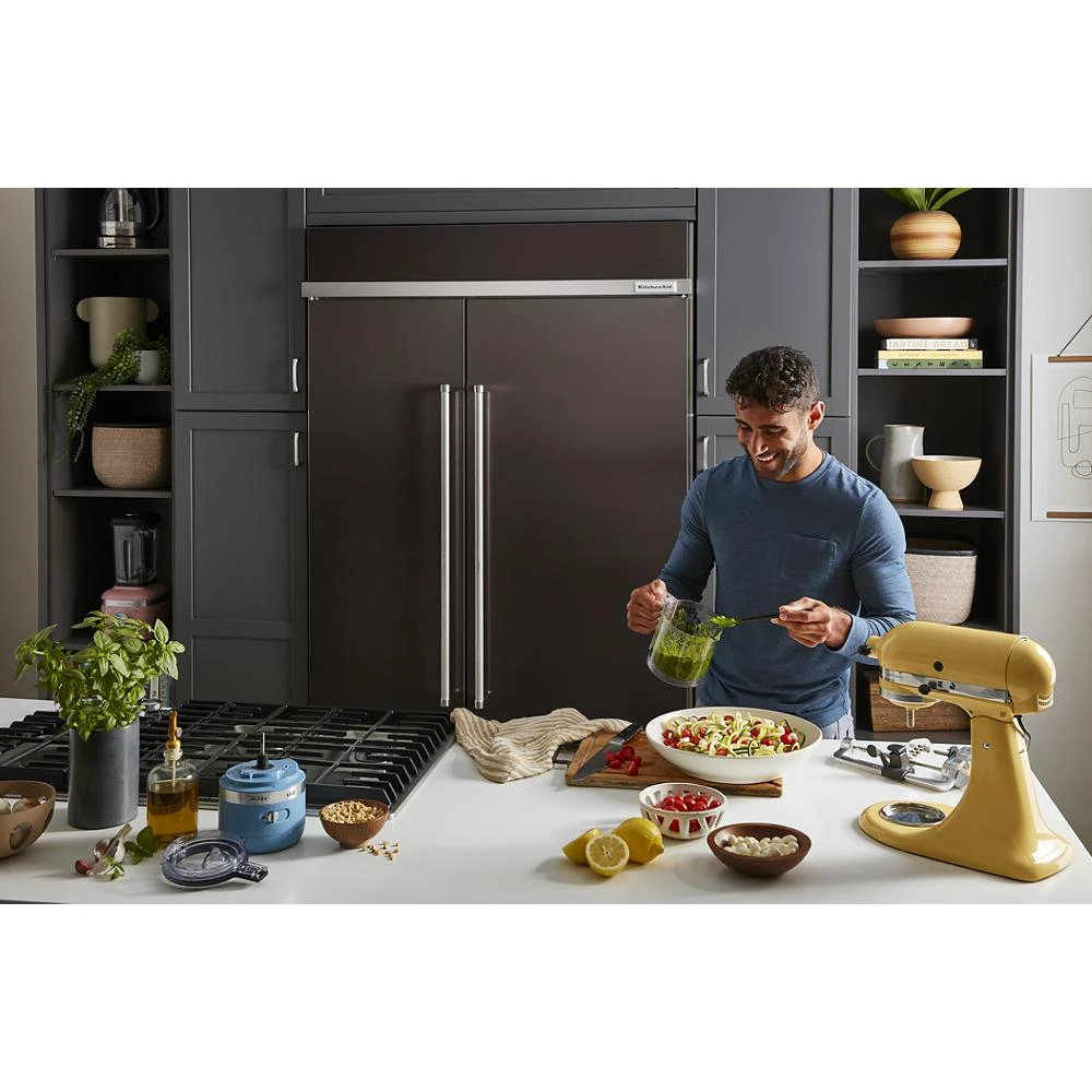 24" Undercounter Refrigerator with Glass Door and Shelves with Metallic Accents and PrintShield™ Finish KURR314KBS