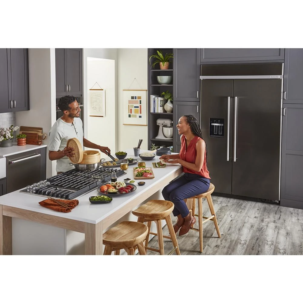 24" Undercounter Refrigerator with Glass Door and Shelves with Metallic Accents and PrintShield™ Finish KURR314KBS