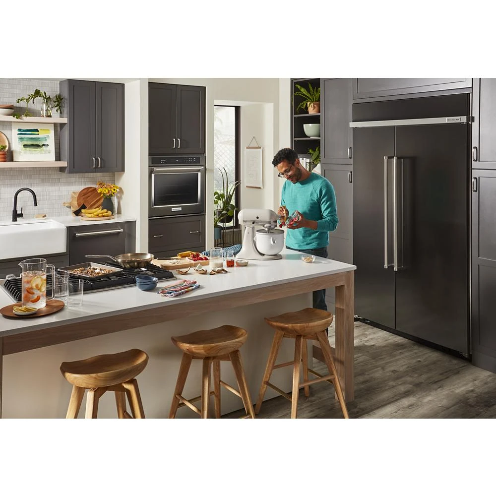 24" Undercounter Refrigerator with Glass Door and Shelves with Metallic Accents and PrintShield™ Finish KURR314KBS
