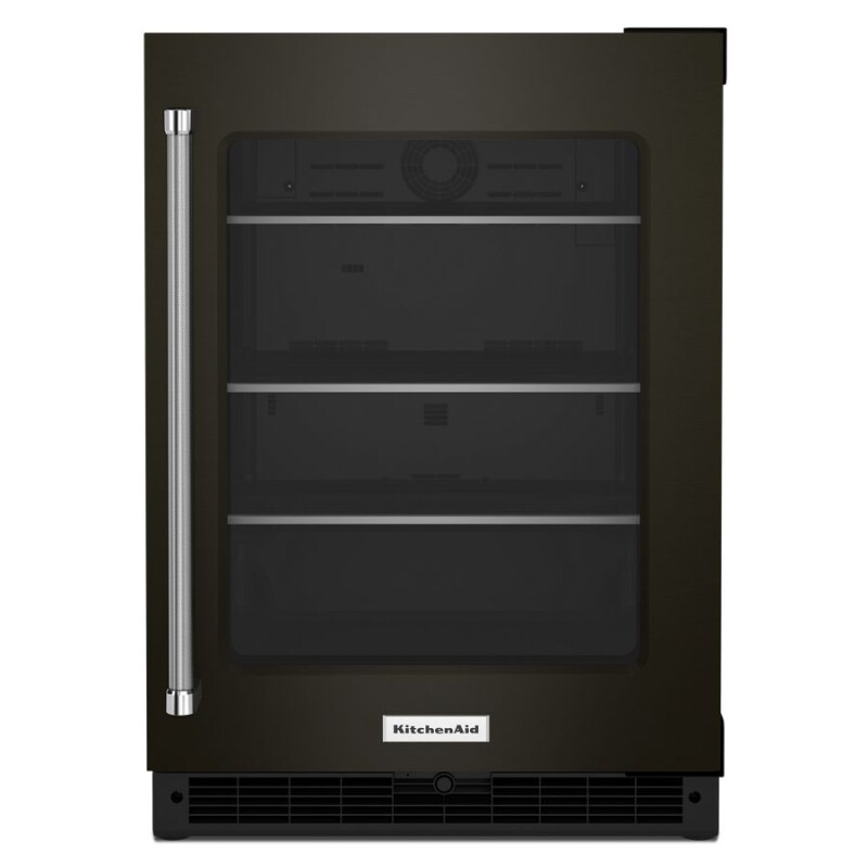 KitchenAid 24" Undercounter Refrigerator with Glass Door and Shelves with Metallic Accents and PrintShield Finish Black Stainless Steel with PrintShield™ Finish KURR314KBS Picture 1