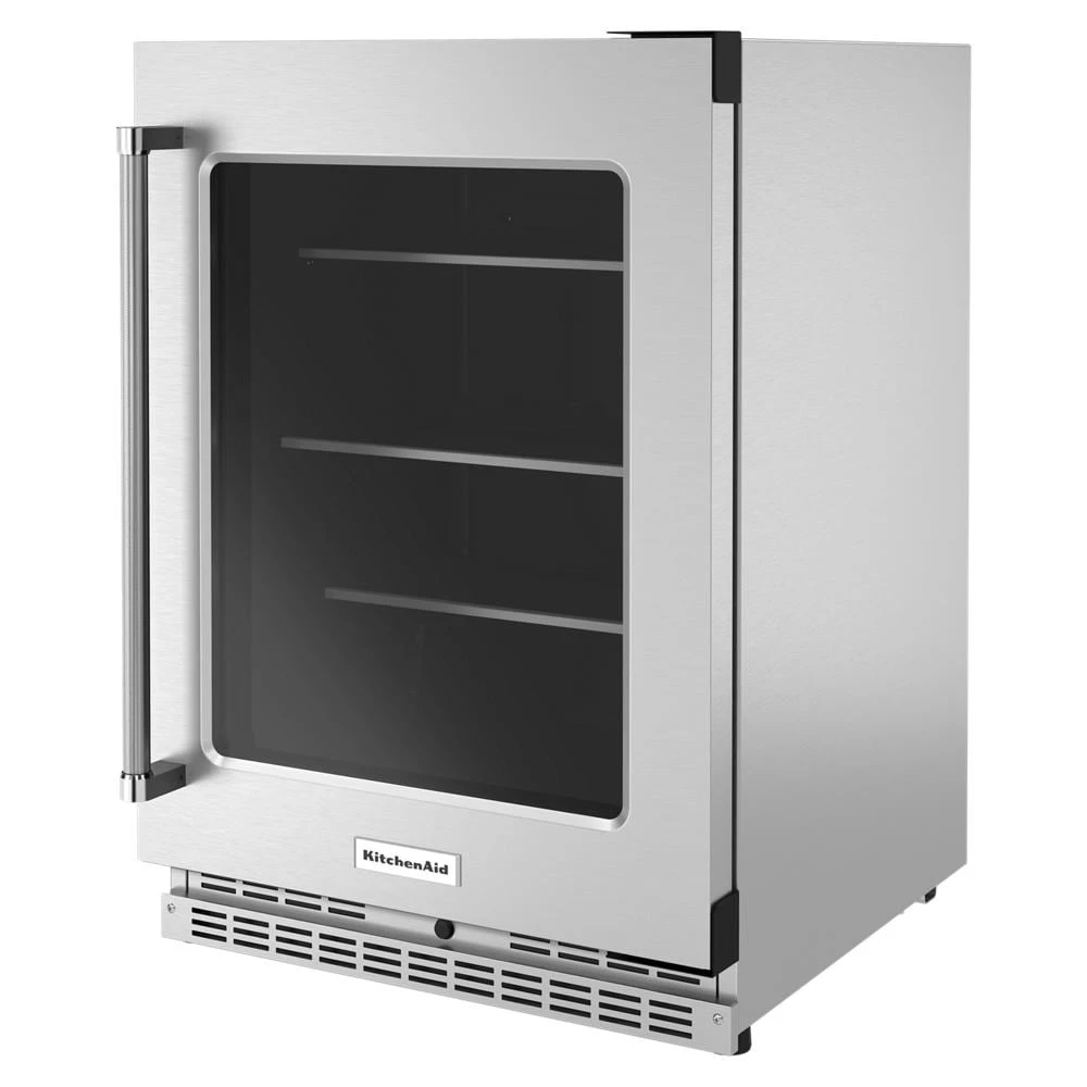 24" Undercounter Refrigerator with Glass Door and Shelves with Metallic Accents KURR314KSS
