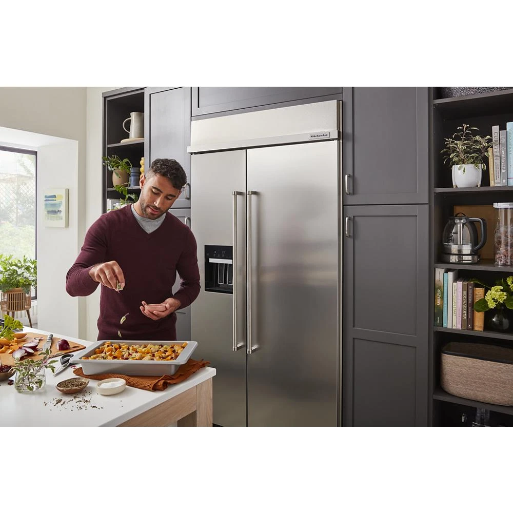 24" Undercounter Refrigerator with Glass Door and Shelves with Metallic Accents KURR314KSS