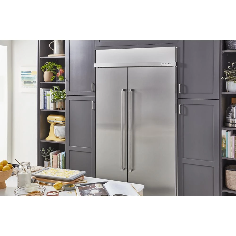 24" Undercounter Refrigerator with Glass Door and Shelves with Metallic Accents KURR314KSS