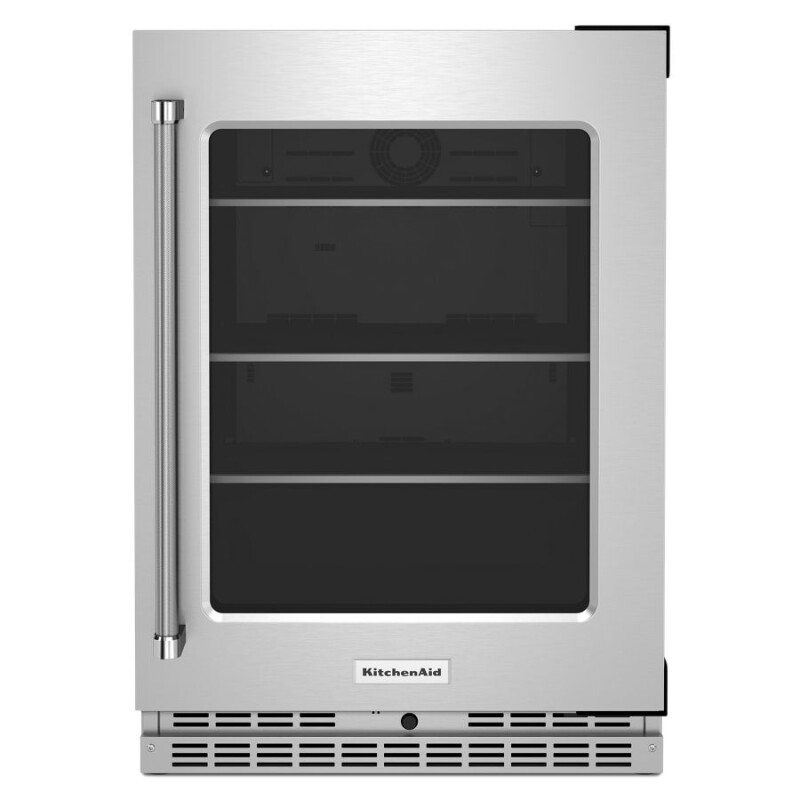 KitchenAid 24" Undercounter Refrigerator with Glass Door and Shelves with Metallic Accents Stainless Steel KURR314KSS Picture 1