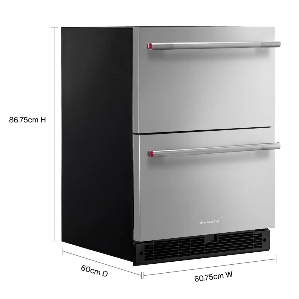 24" Stainless Steel Undercounter Double-Drawer Refrigerator KURT524SSB