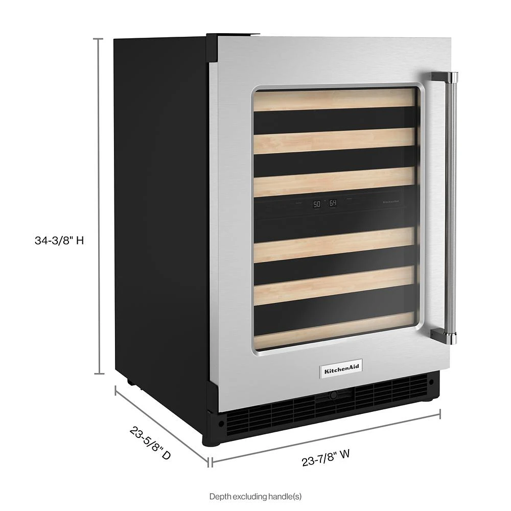 24" Undercounter Wine Cellar with Glass Door and Wood-Front Racks KUWL214KSB