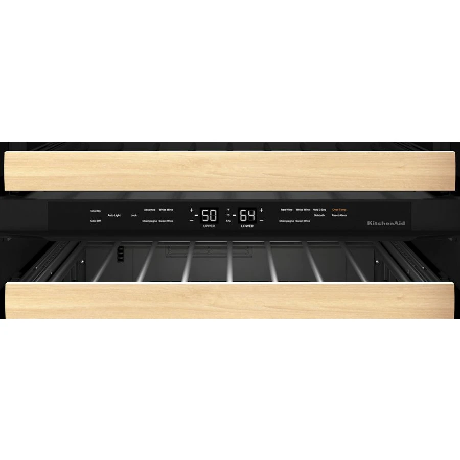 24" Undercounter Wine Cellar with Glass Door and Wood-Front Racks KUWR214KSB