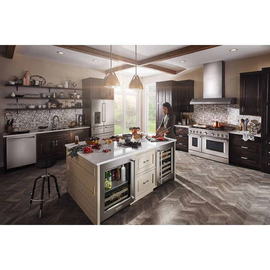 24" Undercounter Wine Cellar with Glass Door and Wood-Front Racks KUWR214KSB