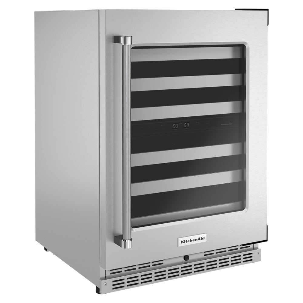 KitchenAid 24" Undercounter Wine Cellar with Glass Door and Metal-Front Racks Stainless Steel KUWR314KSS Picture 1