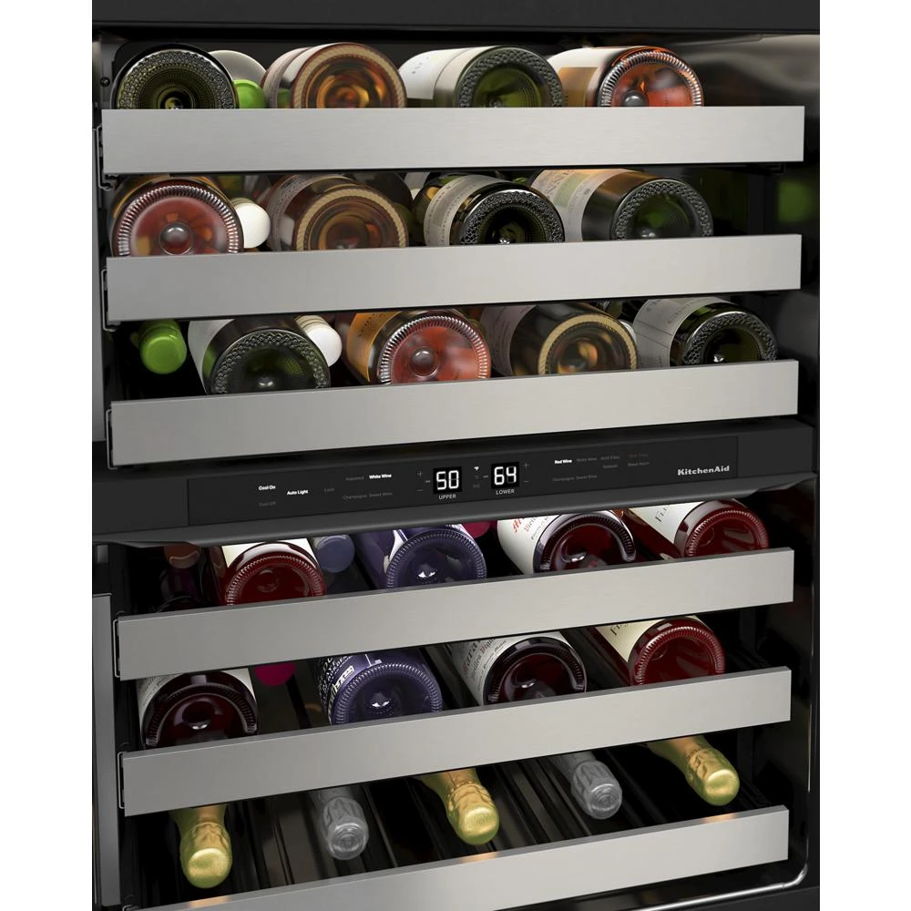 24" Undercounter Wine Cellar with Glass Door and Metal-Front Racks KUWR314KSS