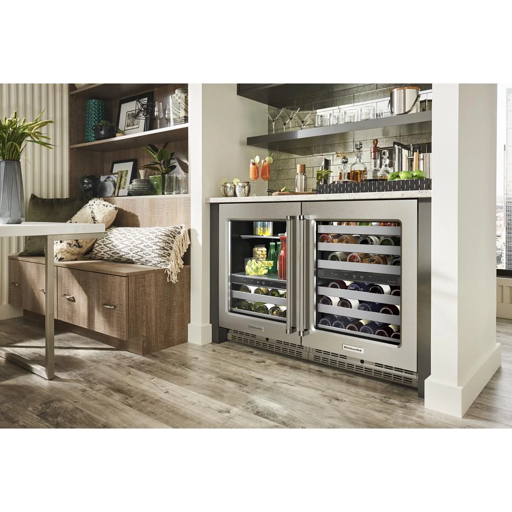 24" Undercounter Wine Cellar with Glass Door and Metal-Front Racks KUWR314KSS