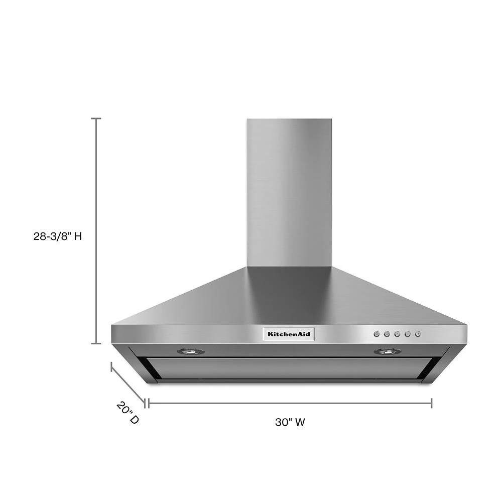 30" Wall-Mount, 3-Speed Canopy Hood KVWB400DSS