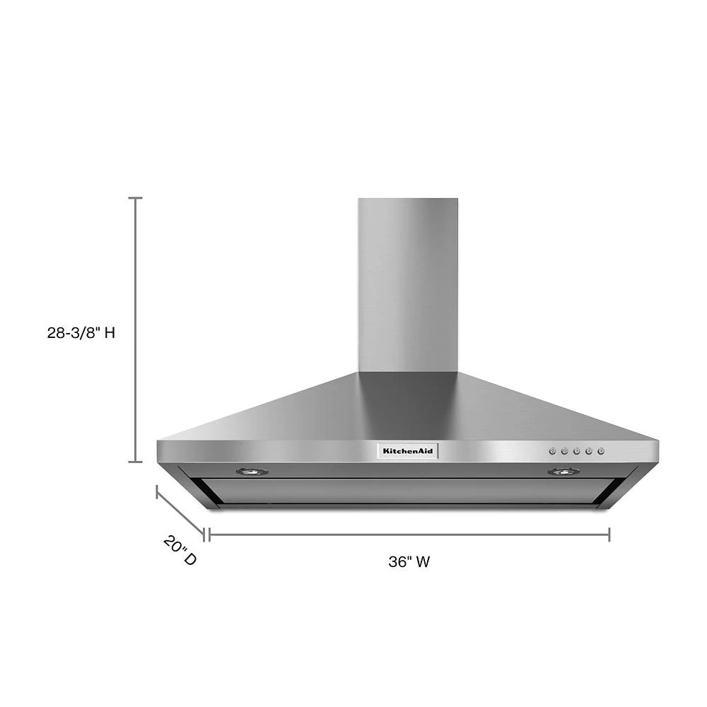36" Wall-Mount, 3-Speed Canopy Hood KVWB406DSS