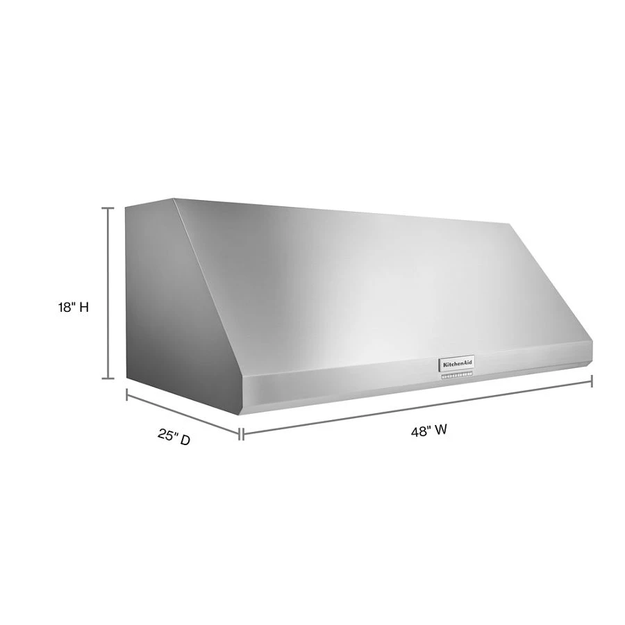 48'' 585 or 1170 CFM Motor Class Commercial-Style Wall-Mount Canopy Range Hood KVWC908KSS