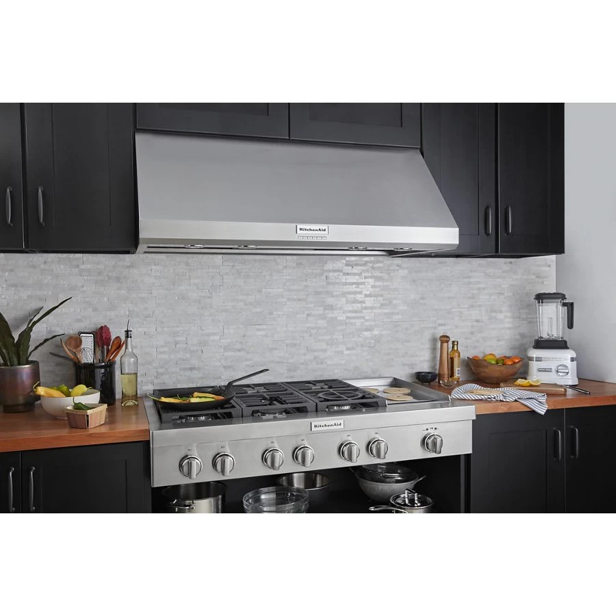 48'' 585 or 1170 CFM Motor Class Commercial-Style Wall-Mount Canopy Range Hood KVWC908KSS
