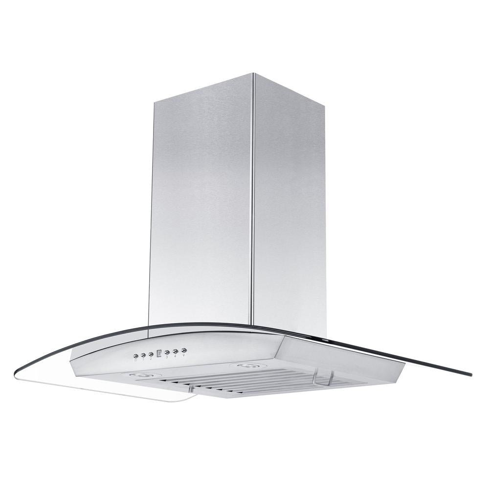 30 In. Convertible Vent Wall Mount Range Hood In Stainless Steel And Glass KZ30
