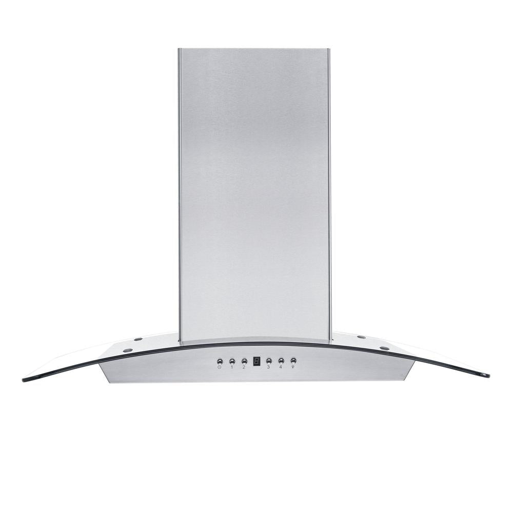 30 In. Convertible Vent Wall Mount Range Hood In Stainless Steel And Glass KZ30
