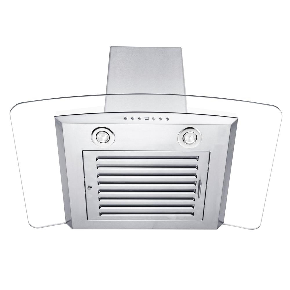 30 In. Convertible Vent Wall Mount Range Hood In Stainless Steel And Glass KZ30
