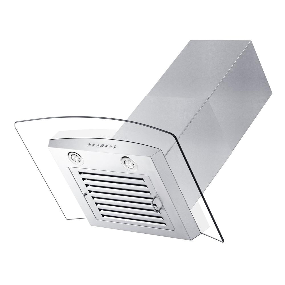 30 In. Convertible Vent Wall Mount Range Hood In Stainless Steel And Glass KZ30