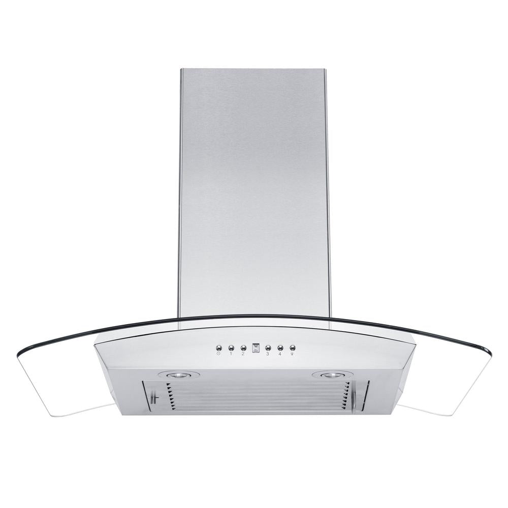 30 In. Convertible Vent Wall Mount Range Hood In Stainless Steel And Glass KZ30