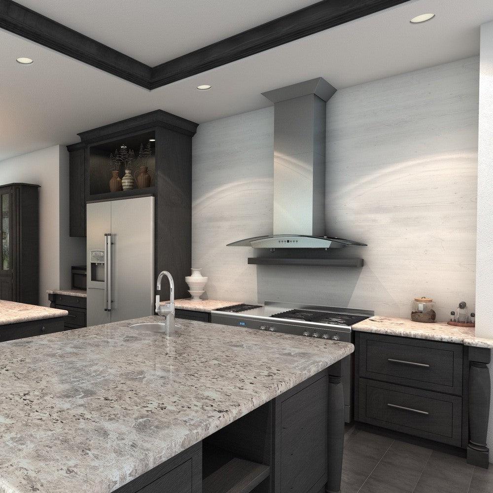 30 In. Convertible Vent Wall Mount Range Hood In Stainless Steel And Glass KZ30