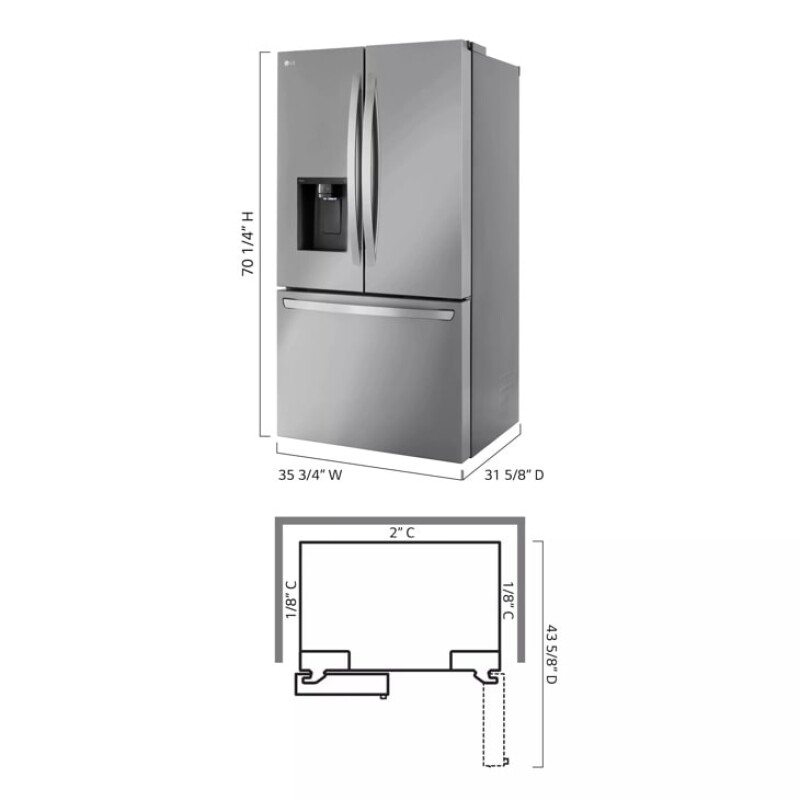 26 cu. ft. Smart Counter-Depth MAX™ French Door Refrigerator LCFC26XSS