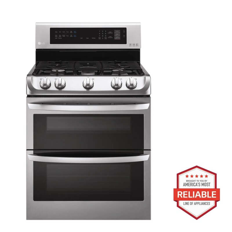 LG 6.9 cu. ft. Gas Double Oven Range with ProBake Convection® and EasyClean® Stainless Steel LDG4313ST Picture 1
