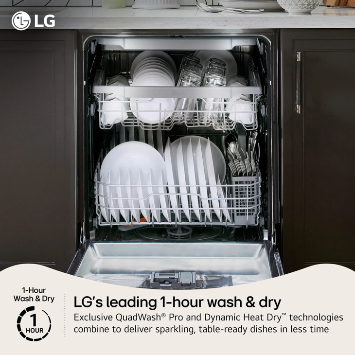 Smart FlushFit™ Top Control Dishwasher with 1-Hour Wash & Dry, QuadWash® Pro, TrueSteam® and Dynamic Heat Dry™ w/AutoVent Dry™ LDNTH753S
