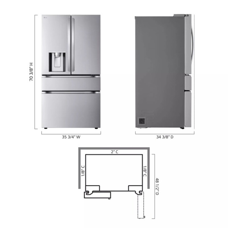 29 cu. ft. Smart Standard-Depth MAX™ 4-Door French Door Refrigerator with Full-Convert Drawer™ LF29H8330S