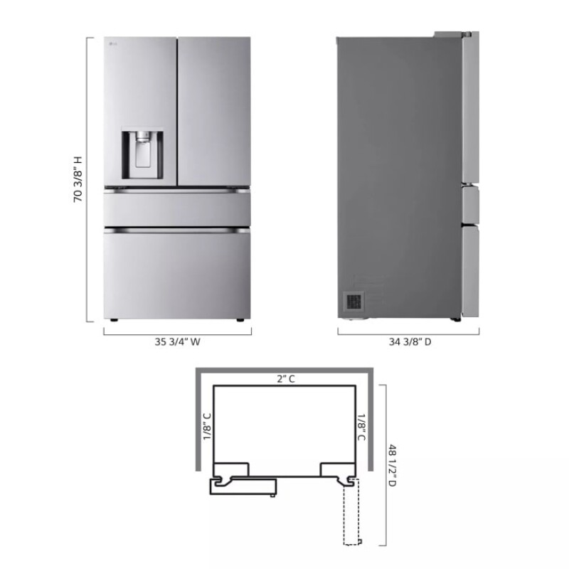 29 cu. ft. Smart Standard-Depth MAX™ 4-Door French Door Refrigerator with Full-Convert Drawer™ LF29S8230S