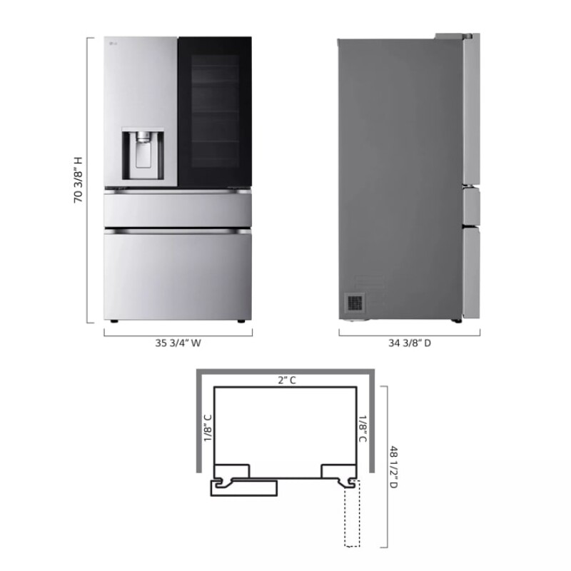 29 cu. ft. Smart InstaView® Standard-Depth MAX™ 4-Door French Door Refrigerator with Full-Convert Drawer™ LF29S8250S