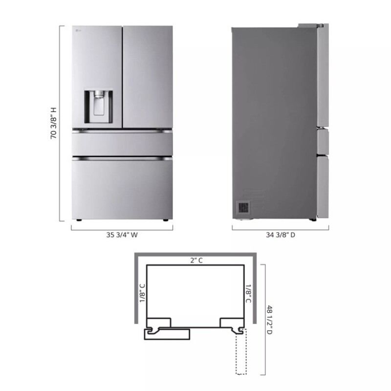 29 cu. ft. Smart Standard-Depth MAX™ 4-Door French Door Refrigerator with Full-Convert Drawer™ LF29S8330S