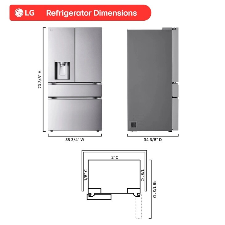 29 cu. ft. Standard-Depth MAX™ 4-Door French Door Refrigerator with Mini Craft Ice™ and Full-Convert Drawer™ LF29S9730S