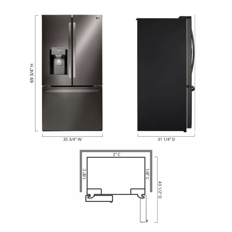 22 cu. ft. Smart wi-fi Enabled French Door Counter-Depth Refrigerator LFXC22526D