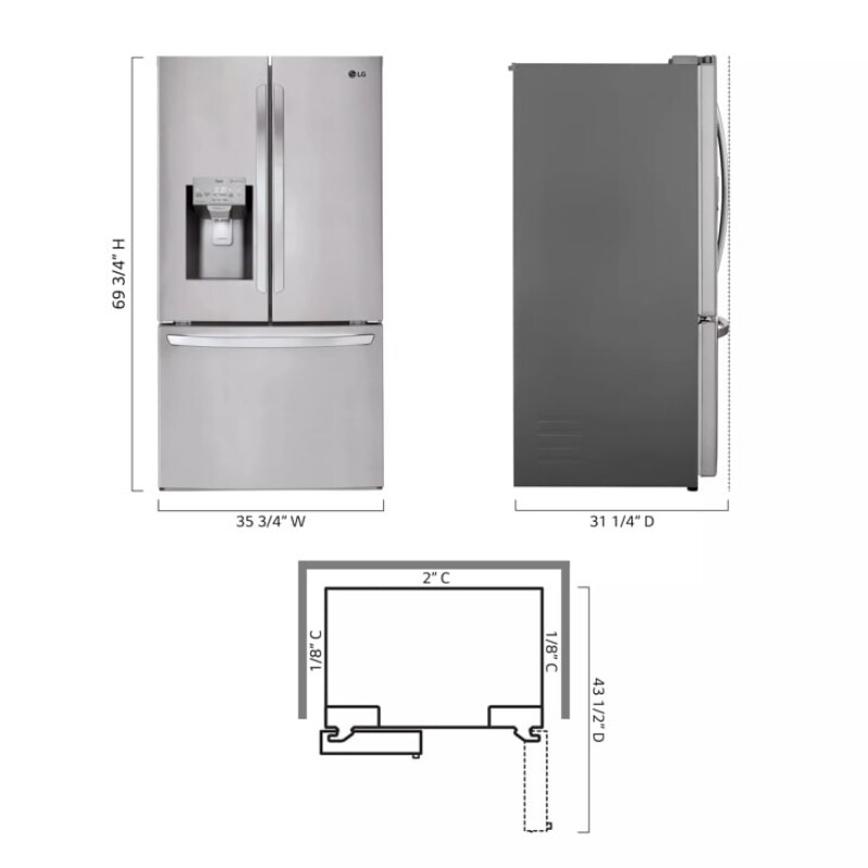 22 cu. ft. Smart wi-fi Enabled French Door Counter-Depth Refrigerator LFXC22526S