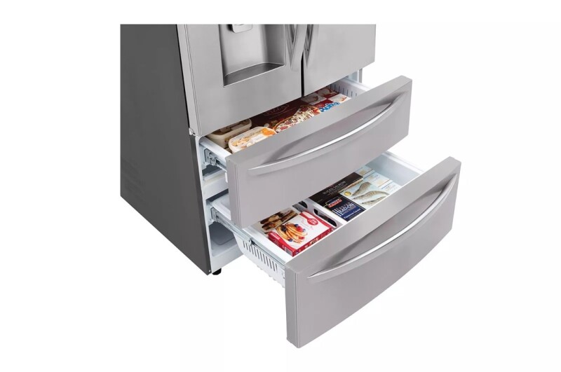 28 Cu. Ft. 4-door French Door, Standard Depth, Ice & Water, Double Freezer, Stainless Steel LMXS28626S