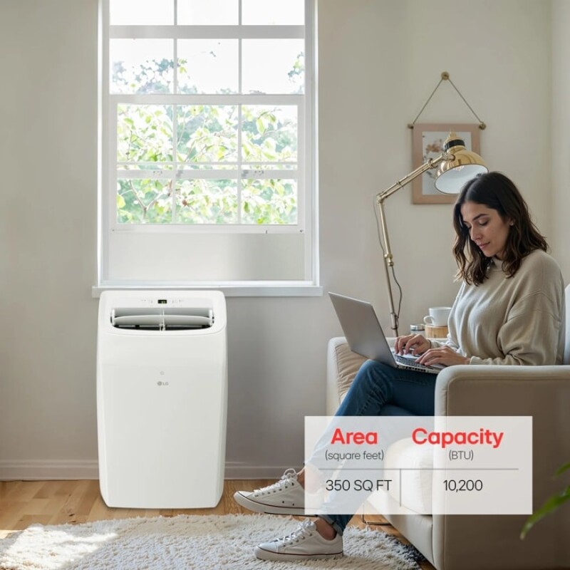 10,200 BTU (SACC) / 14,000 BTU (ASHRAE) Portable Air Conditioner with Heat, 450 Sq. Ft LP1025WHSM